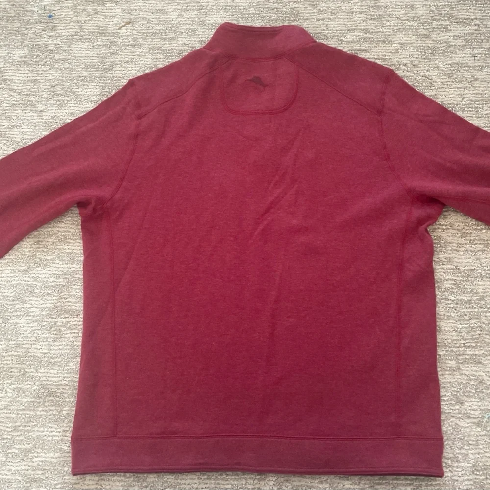 Tommy Bahama 1/4 Snap Pullover Sweater Men’s XL Reversible Mock Neck Burgundy